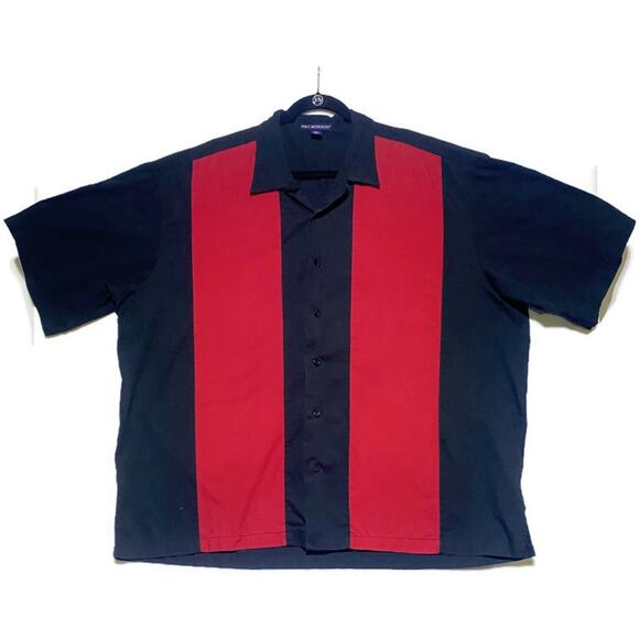 50s & 60s Rock N Roll Shirt Men's Size 3XL Black & Red Shirt Sleeve Button Up - Picture 2 of 8